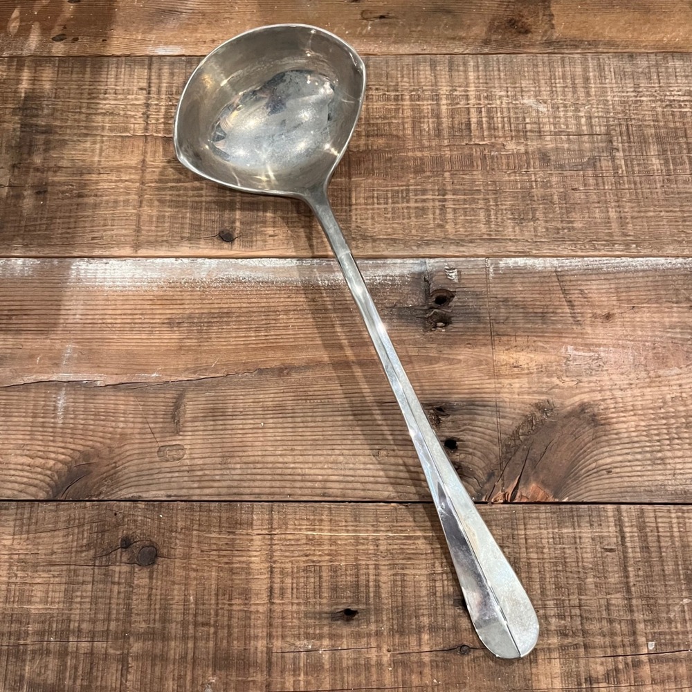 Vintage Silver Plated Punch Soup Ladle Fiddle Handle with Pot Hook 13 Inch